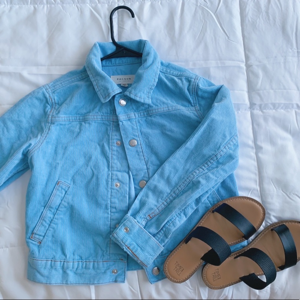 blue ♡ pacsun ♡ corduroy XS cropped jacket